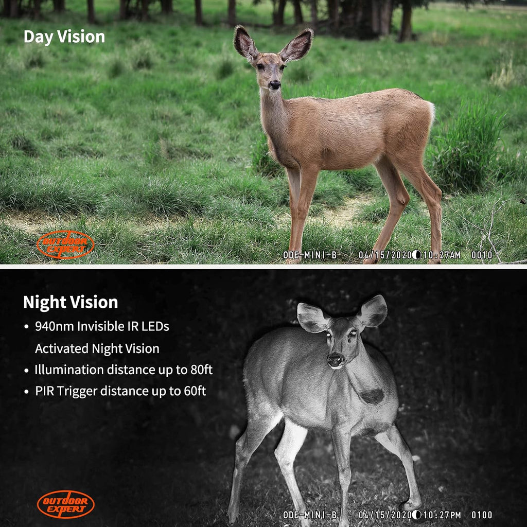 Game Camera 20MP Mini, 1080P Hunting Trail Camera with No Glow 940nm Night Vision, Motion Activated, IP66 Waterproof