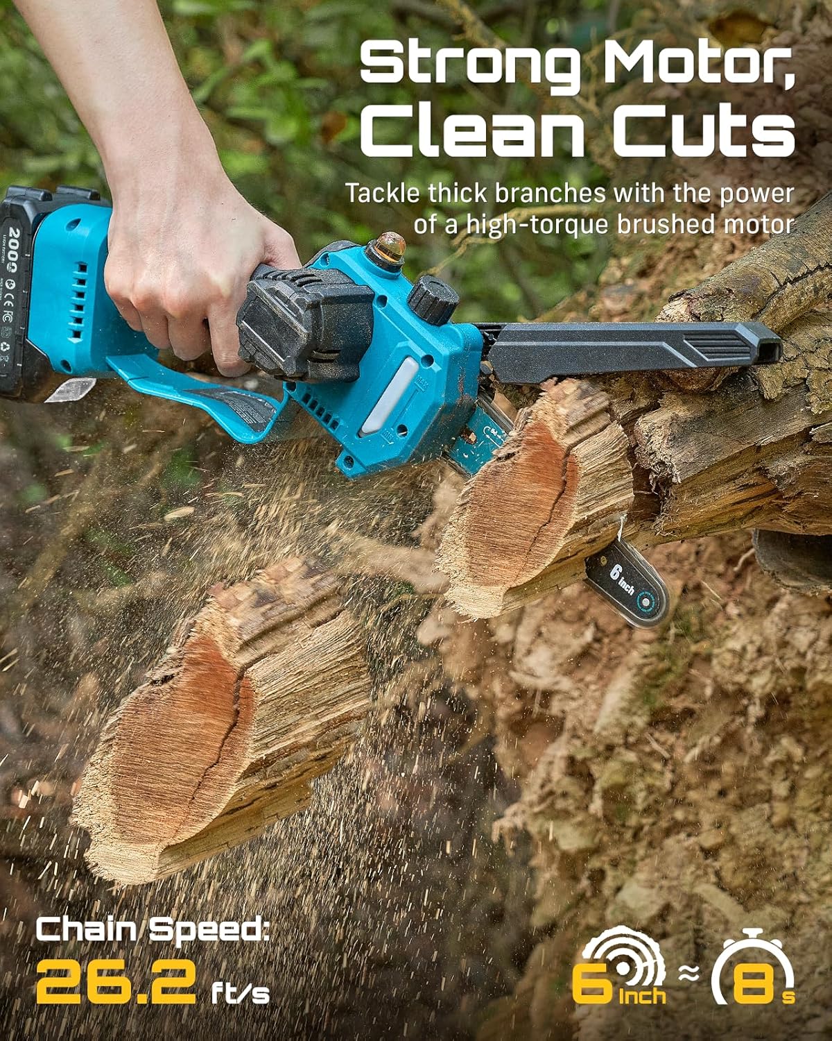 2-in-1 Electric Pole Saws for Tree Trimming | Cordless Mini Chain Saw 6-Inch with Extension Pole for Pruning, Wood