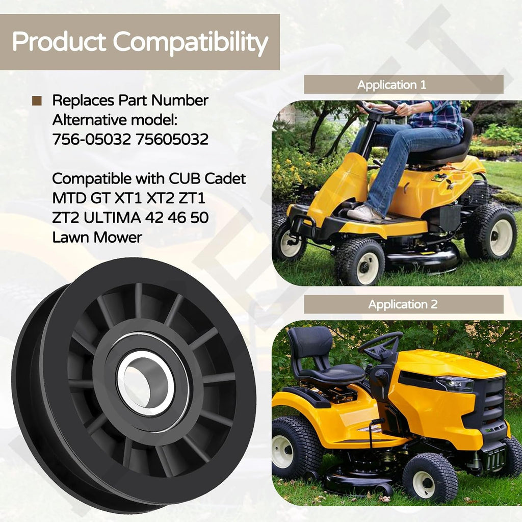 756-05032 Flat Idler Pulley Compatible with CUB Cadet MTD GT XT1 XT2 ZT1 ZT2 Ultima 42 46 50 Lawn Mower