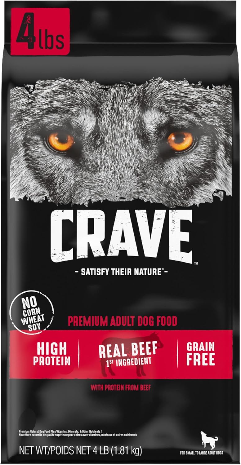 Grain Free High Protein Adult Dry Dog Food, Beef, 4 lb. Bag