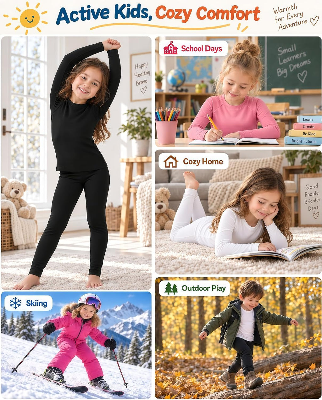 Toddler Thermal Set, Thermal Underwear for Kids, 18M-8Y