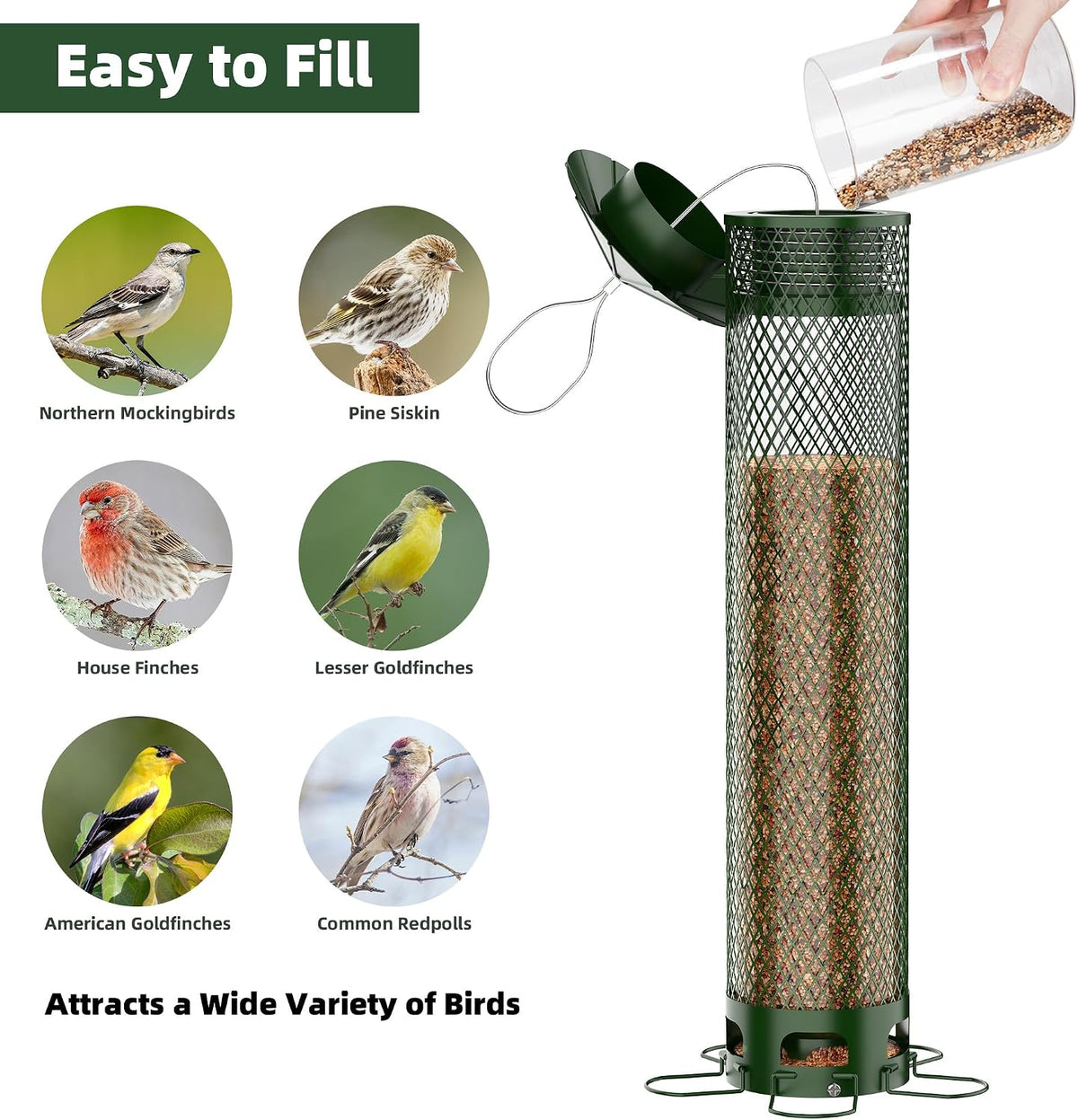 Metal Squirrel Proof Bird Feeders for Outdoors Hanging 5.5LB Lager Capacity