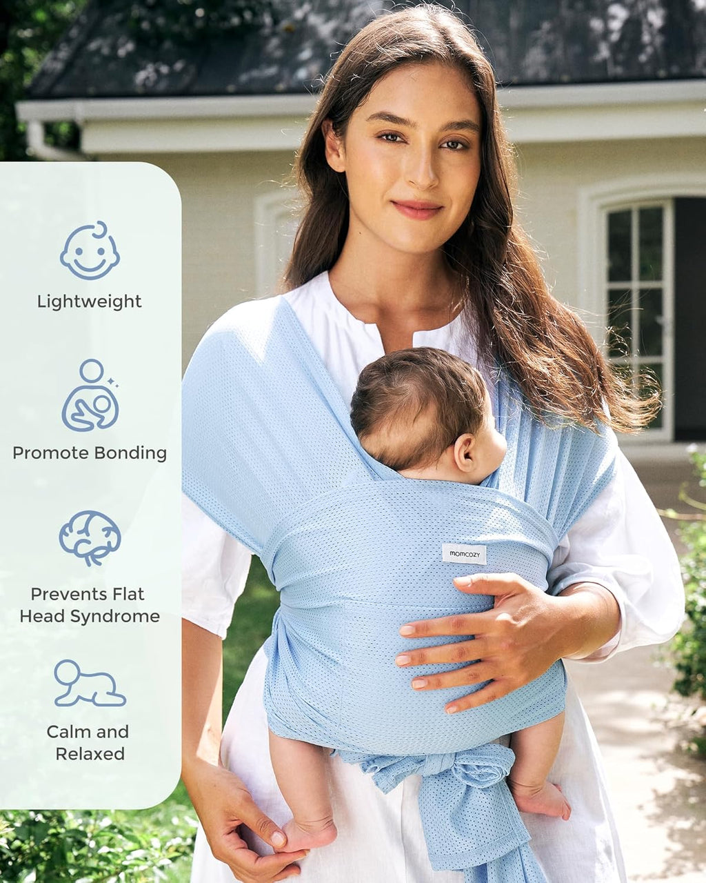 Baby Wrap Carrier, Easy-On 2-Piece Design, Air Mesh Cooling | Easy On Like a T-Shirt, XXS-XXL Adjustable Fit, IHDI