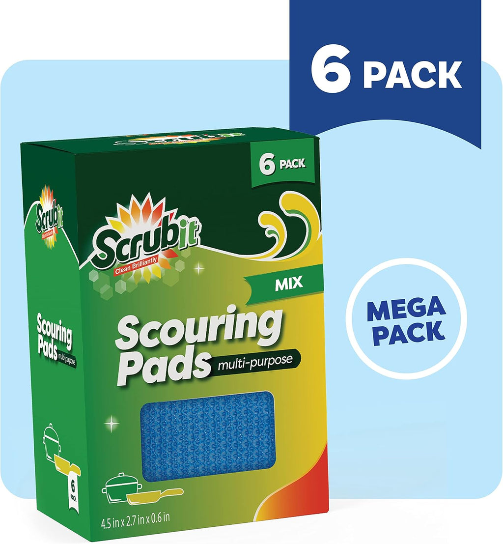 Multi-Purpose Scouring Pad - Non-Scratch Cleaning Sponges for Pots, Pans, Dishes, Utensils & Non-Stick Cookware