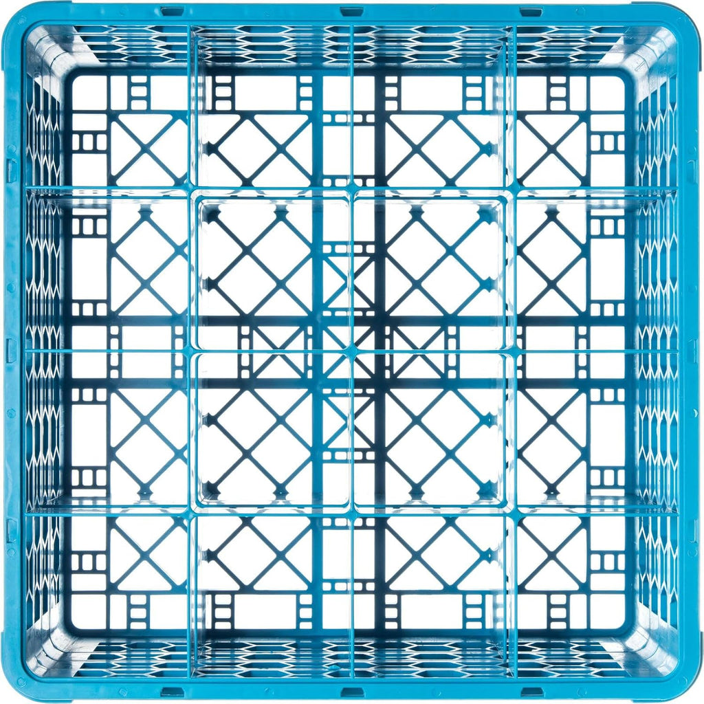 Opticlean Glass Rack 16 Compartments with 3 Extenders for Kitchens and Restaurants, Plastic, 19.875 x 19.875 x 8.5