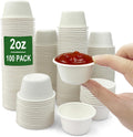 2 oz Disposable Bagasse Fiber Souffle Cups 100pk, 100% Natural Biodegradable Compostable Condiment Cups Sample Cup