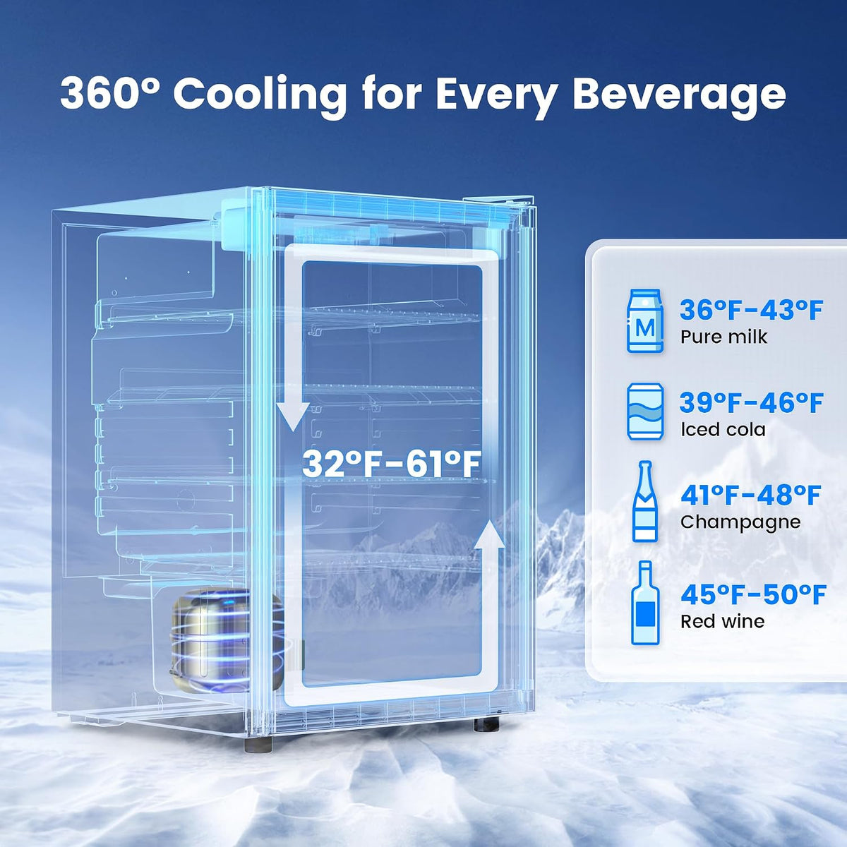 4.5 Cu.Ft Beverage Refrigerator, 145 Can Mini Fridge, Silver