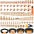 CheeMuii 124PCS Brass DOT Air Line Fittings with 4 Roll 50FT DOT Air Lines