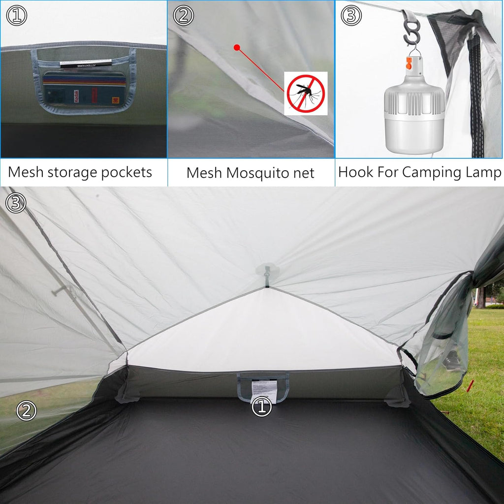 1 Person Ultralight Backpacking Tent - 3 Season (2lbs only) | 15D Ripstop Nylon Rainfly, 5000mm Waterproof, Bathtub