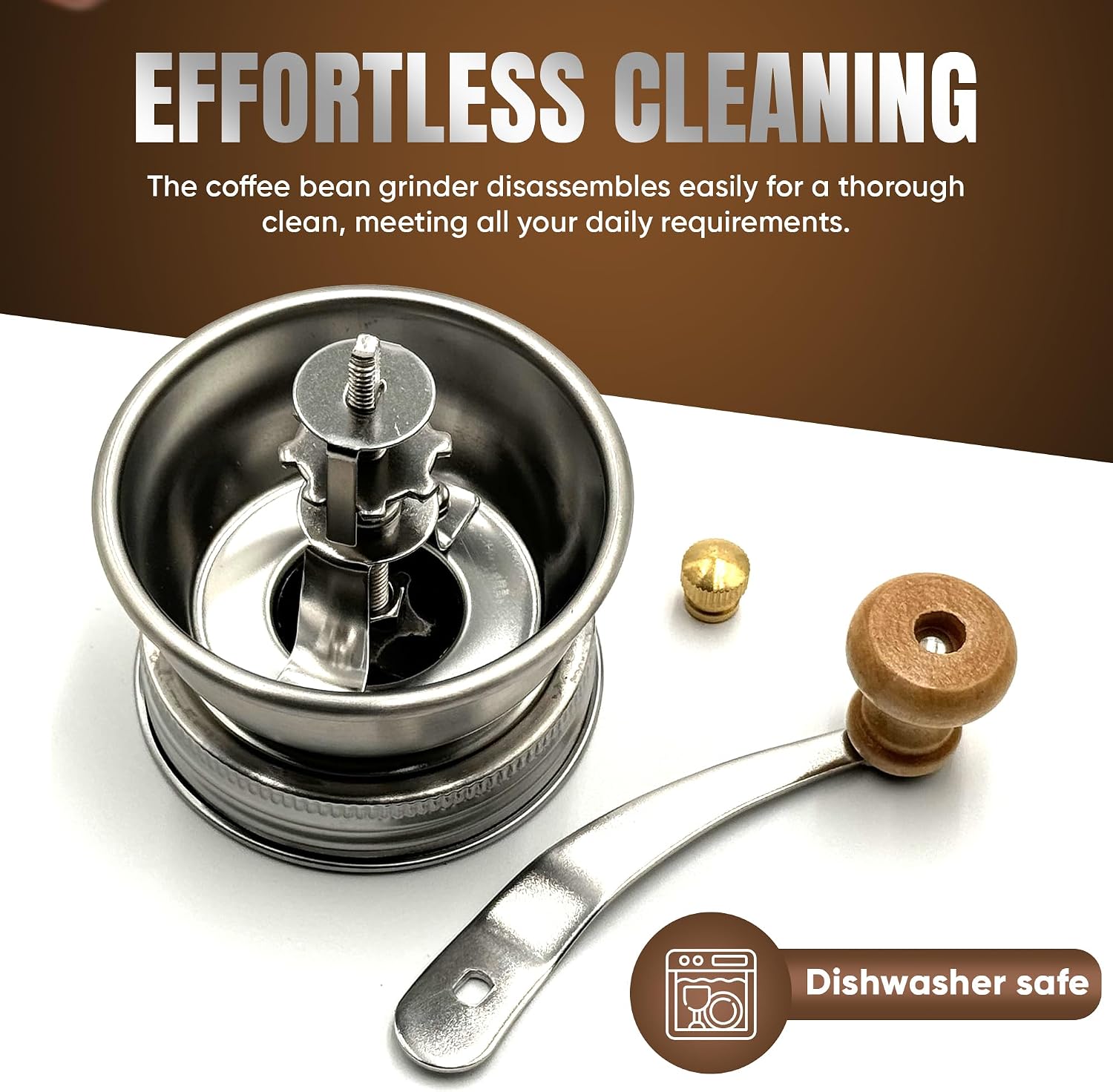 Stainless Steel Coffee Grinder Lid Attachment for Regular Mouth Mason Jars - Manual Crank Burr Grinder for Fresh