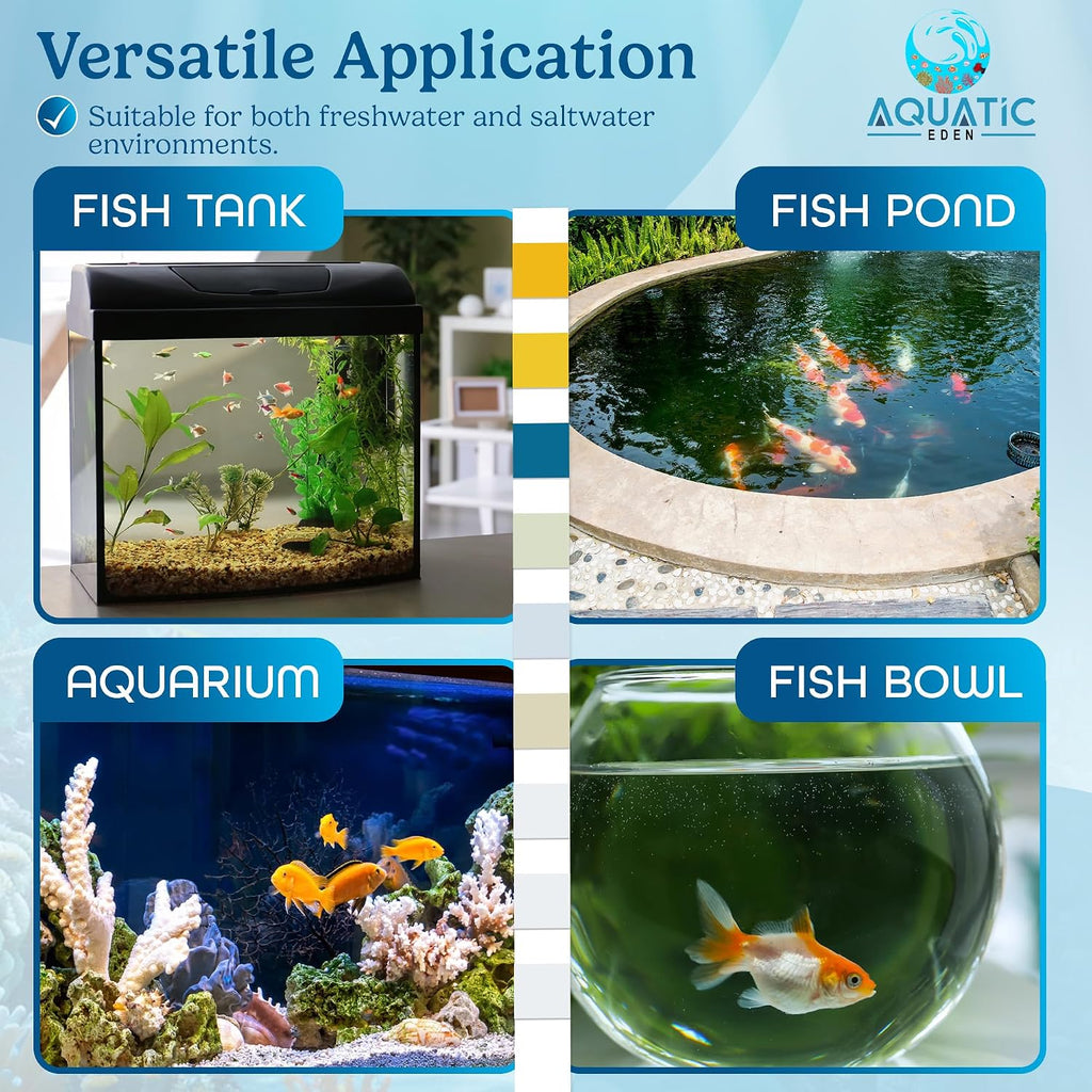 9-in-1 Aquarium Water Test Kit - 100 Freshwater & Saltwater Test Strips | Fish Tank Kit for pH, Nitrate, Nitrite