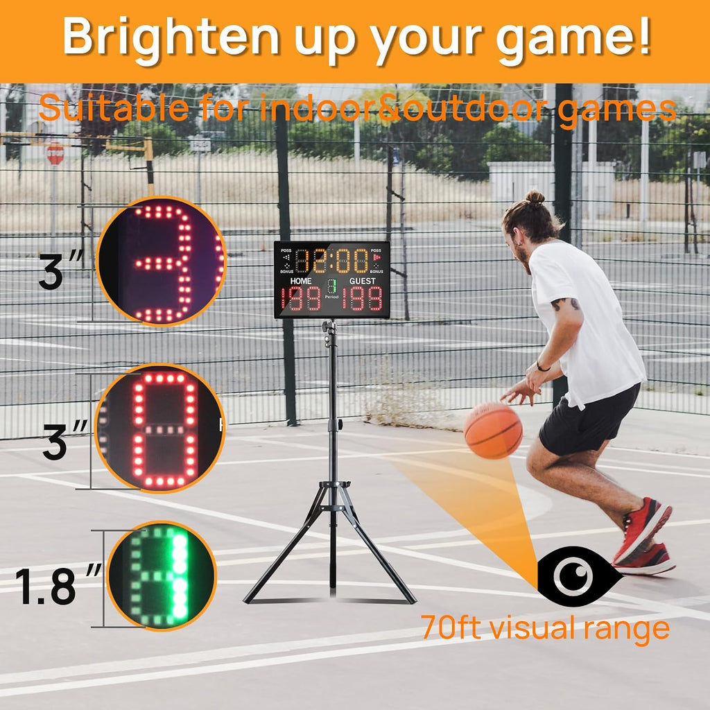 Ultra-Bright LED Scoreboard, Digital Scoreboard with Remote, Portable Electronic Score Keeper, Basketball Score