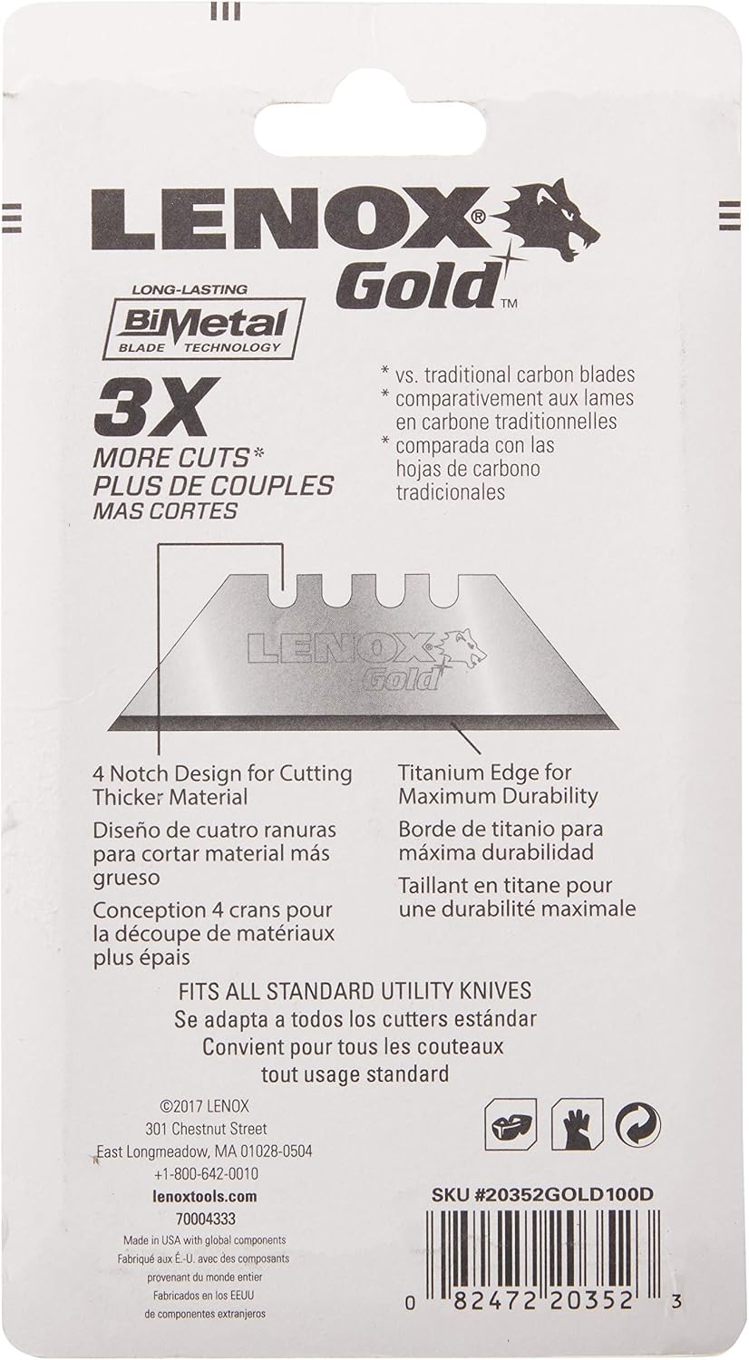 GOLD Titanium Coated Utility Knife Blades (100 Pack)