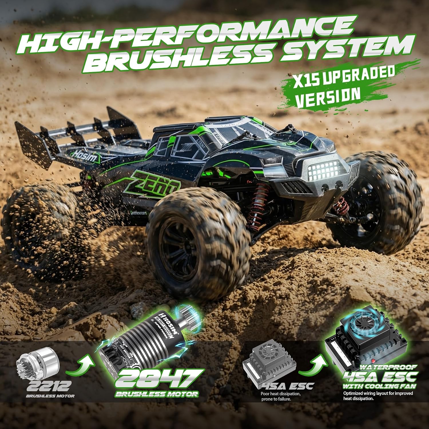 1/10 Brushless RC Cars for Adults & Boys 60+ KPH, Fast RC Truck | 4x4 Off-Road All-Terrain Big Remote Control Car