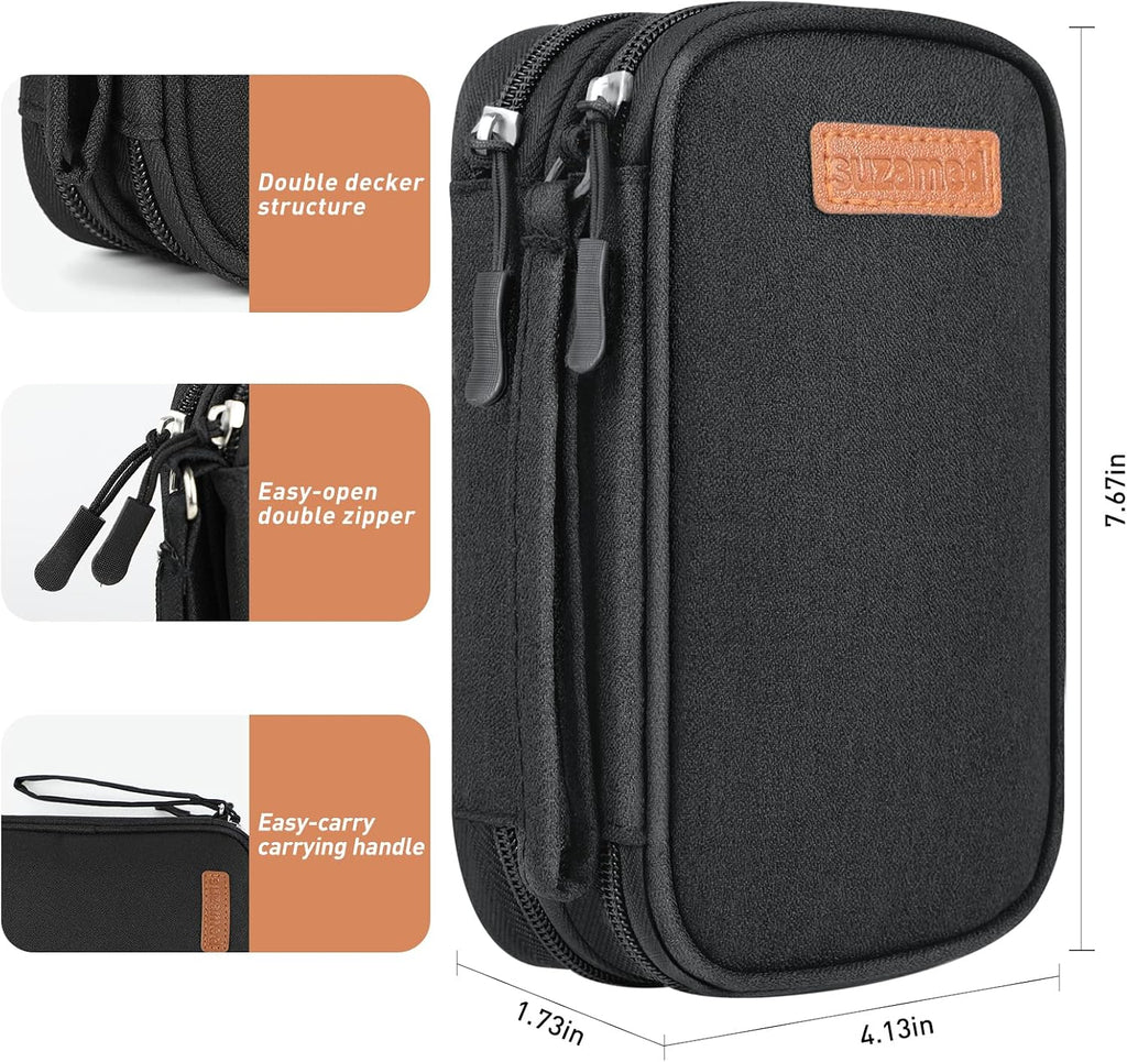 Double Layer Insulin Cooler Travel Case, Expandable Space, Black