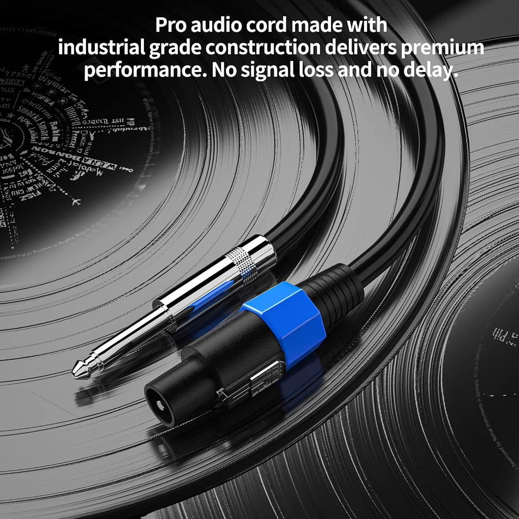 2-Pack 25 Feet Speakon to 1/4 Inch TS Speaker Cable 12 Gauge Twist Lock
