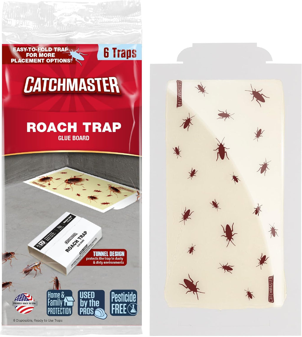 Roach Trap Glue Boards 6-Pk, Adhesive Bug Catcher, Insect & Roach Killer, Scorpion, Spider, Cricket, & Cockroach