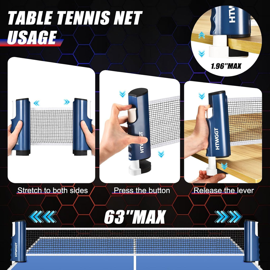 2‑Player Ping Pong Paddles Set with Table Tennis Net, Balls and Case | Premium Ping Pong Paddles Set of 2, Ideal for