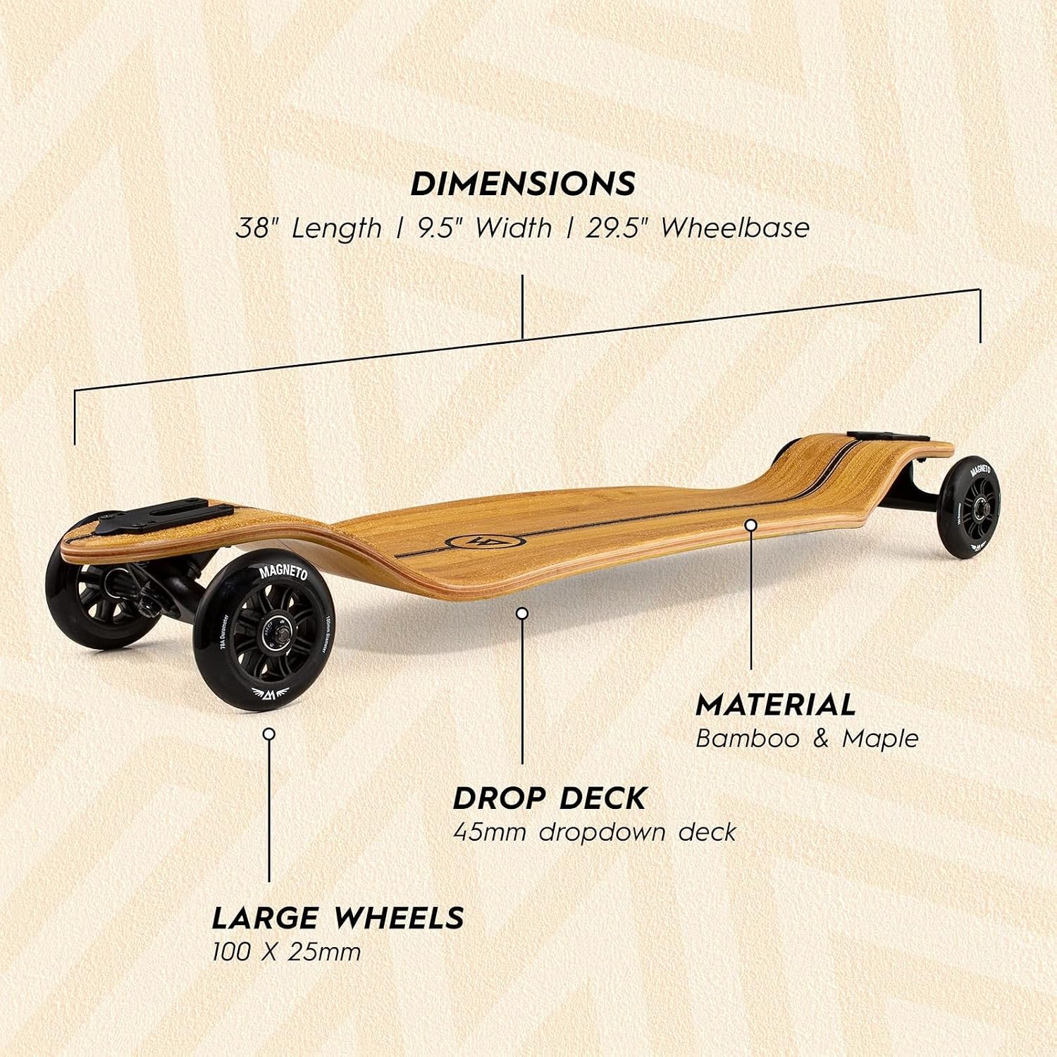 Longboards Bamboo Longboards for Cruising, Carving, Free-Style, Downhill and Dancing (Bamboo Drop & Fiberglass