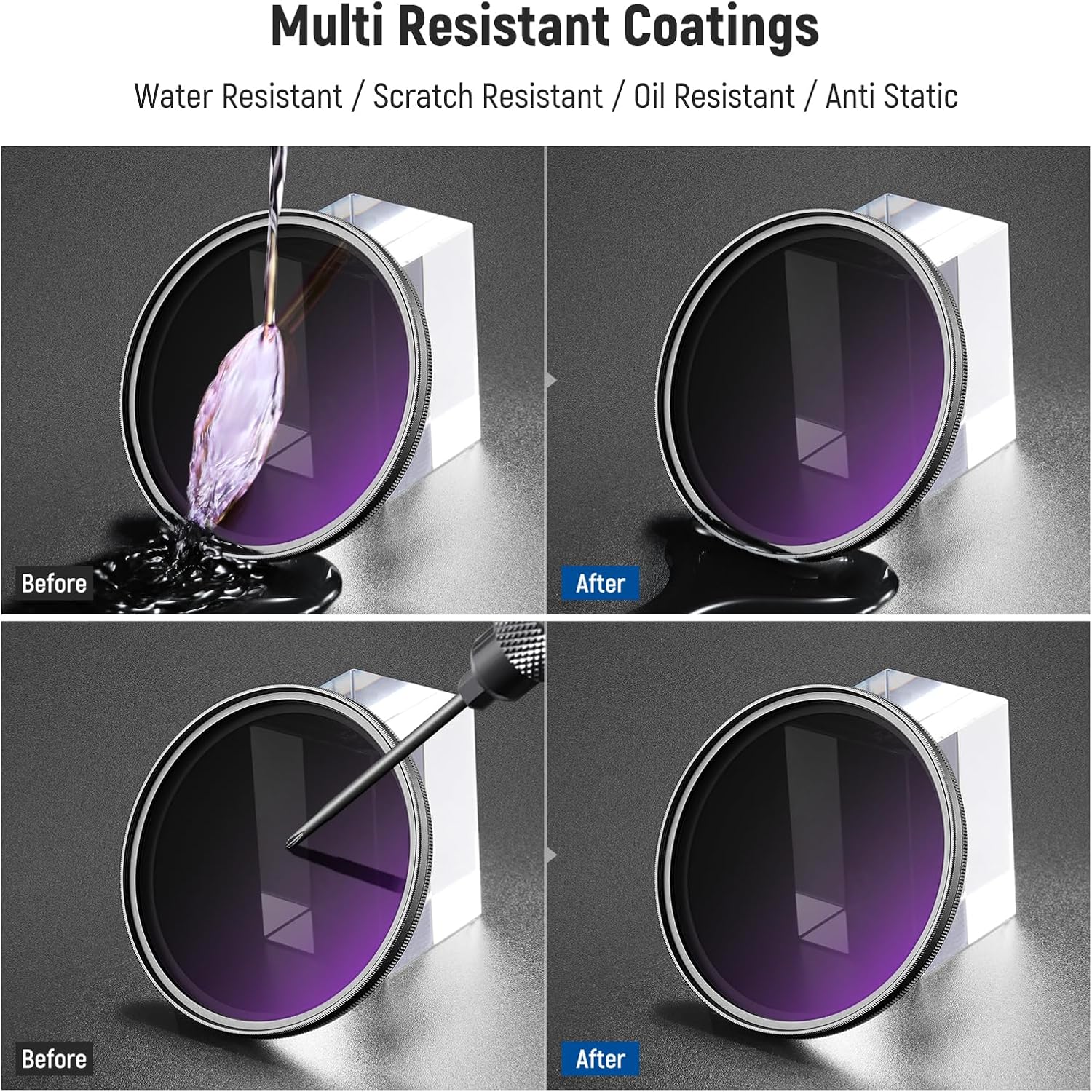 62mm Variable ND Filter with Lens Cap, Cleaning Cloth, ND2-32 (1-5 Stops) Precise Neutral Density Adjustment