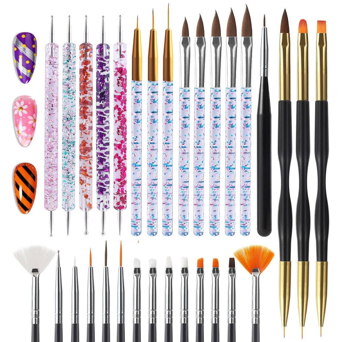 31pcs Nail Art Brushes Tools Set Dotting Tools for Gel Polish
