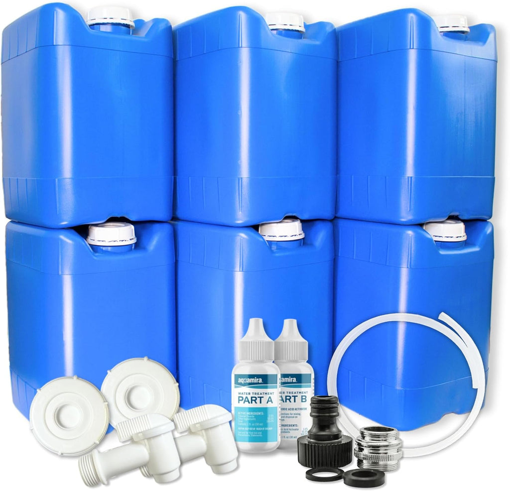 5-Gallon Stackable Water Tanks for Long-Term Emergency Storage | Complete Water Storage Kit for Survival with Lids