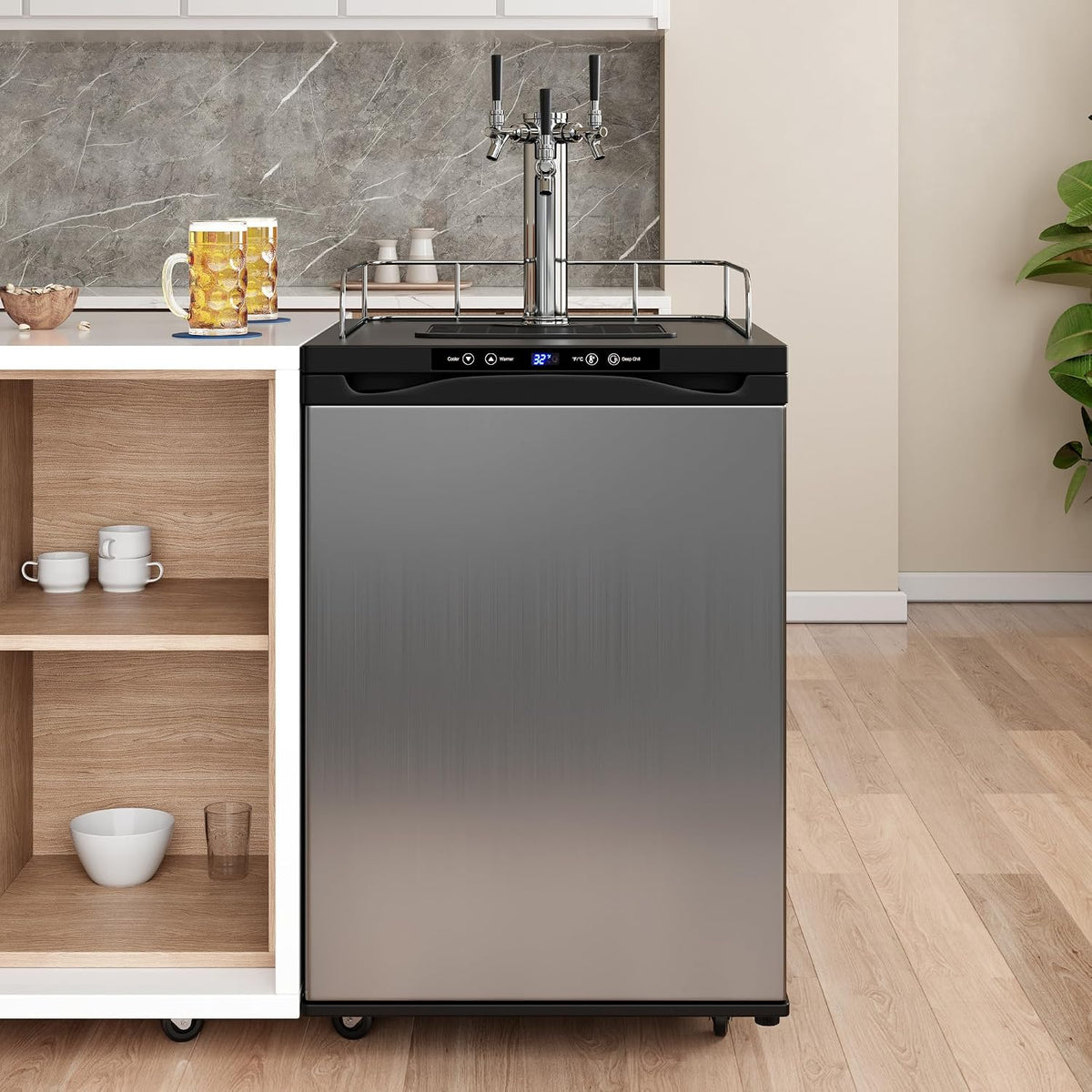 KC3000TRIP Full Size Triple Tap Kegerator with Digital Display - Black