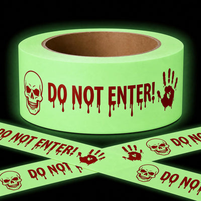 Glow in the Dark Halloween Decorations Caution Tape, 2 in x 16.4 Ft