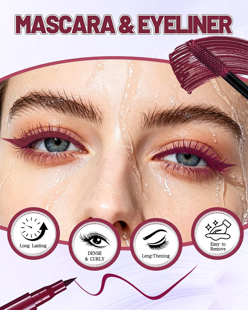 Black Waterproof Mascara Eyeliner, 5D Colored Tubing Mascara Eye Liner Set