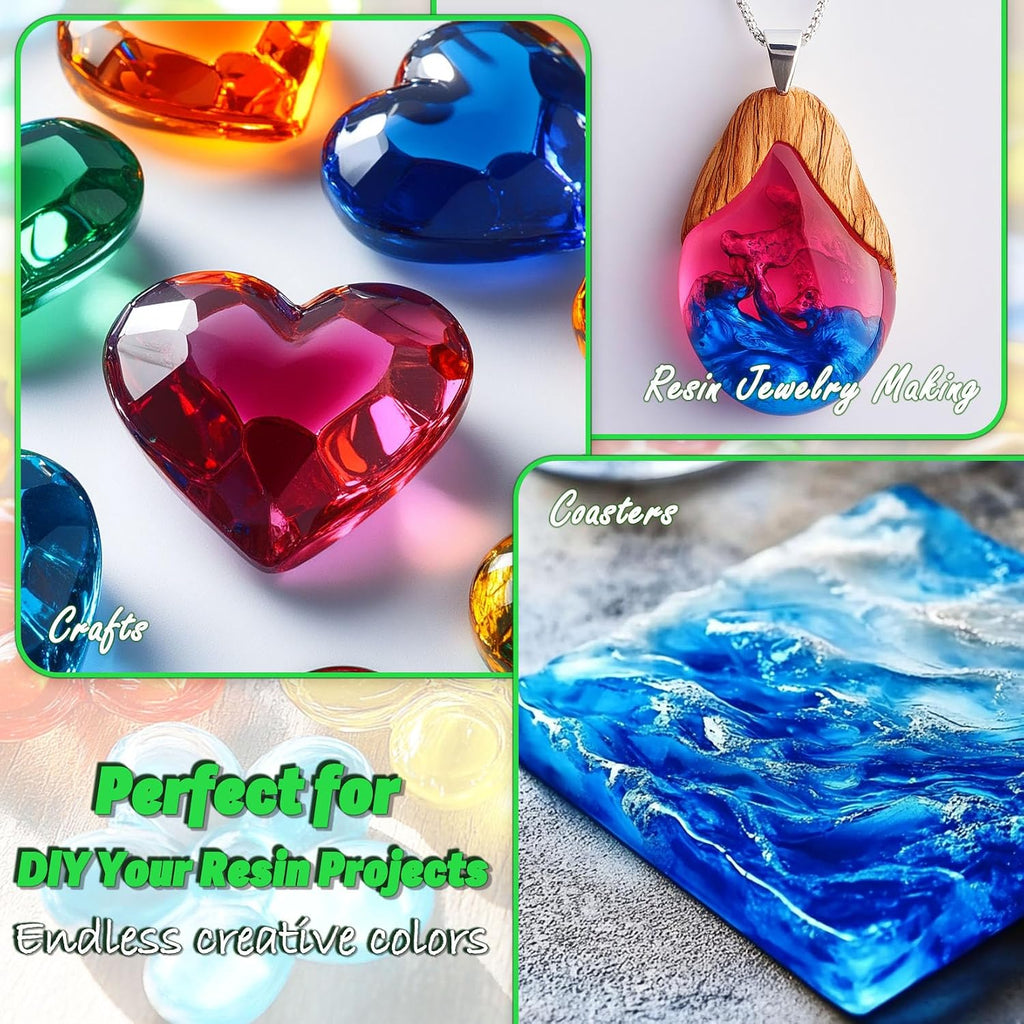 Epoxy Resin Color Pigment – 24 Colors Liquid Epoxy Dye Set with 6 Glitters, Highly Concentrated, Non-Toxic Resin
