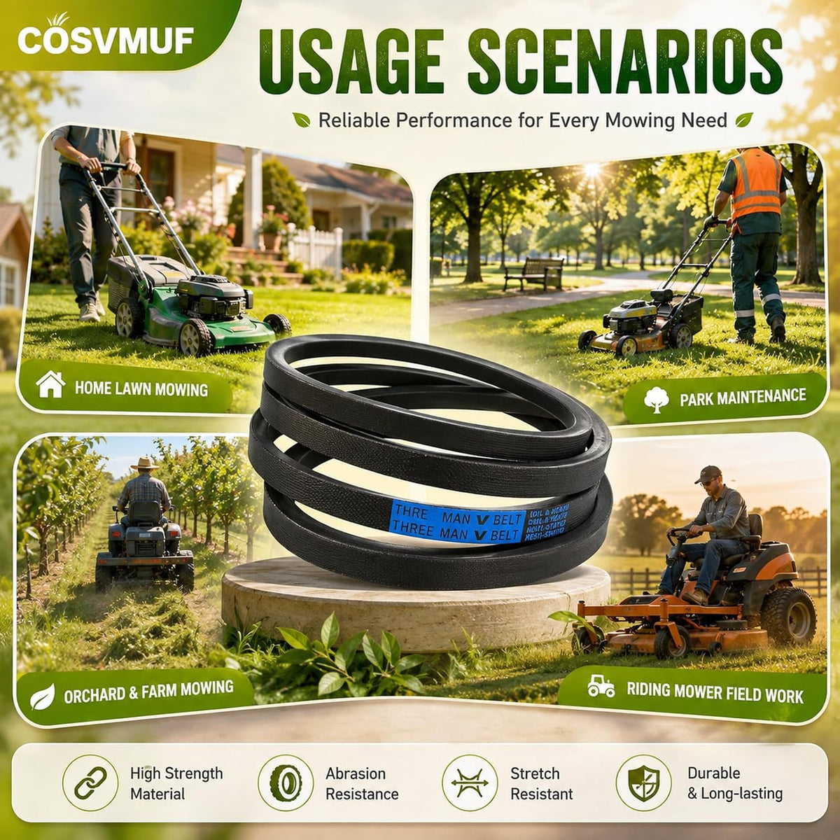 1/2 x 94-Inch Lawn Tractor Deck Belt