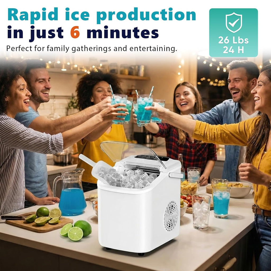 Countertop Ice Maker with Self-Cleaning, Portable Ice Maker Machine