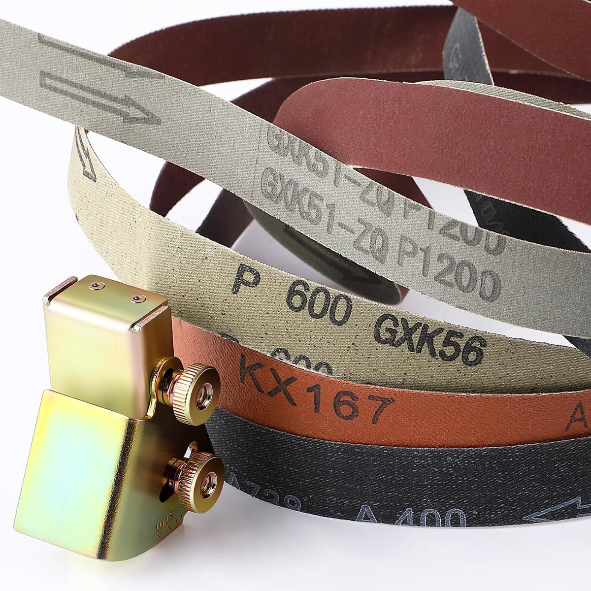 Feekoon 12 Pack 1 x 30 Sanding Belts with Adjustable Knife Angle Guide
