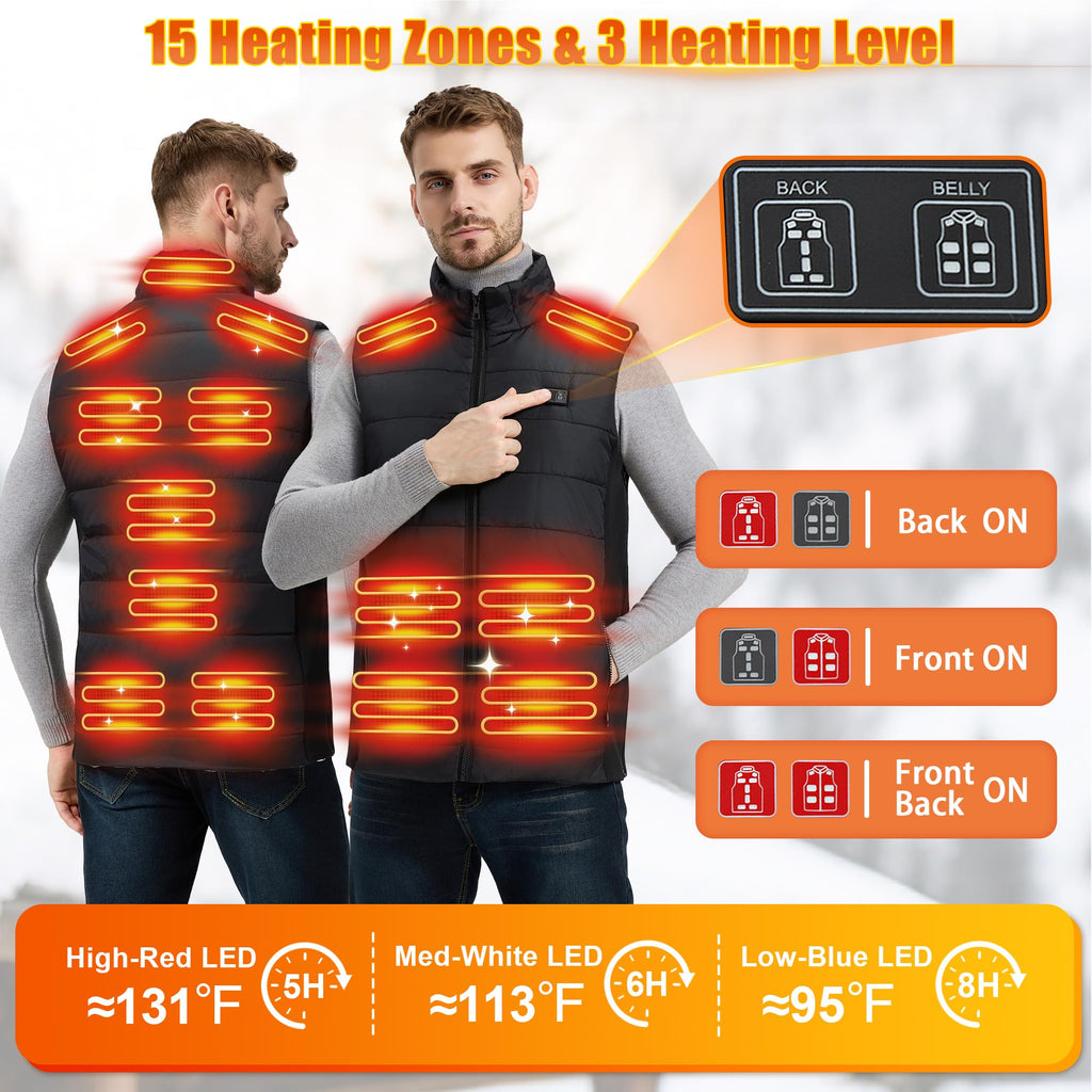 Outdoor Heated Vest for Men: Winter Heated Jacket with Battery Pack