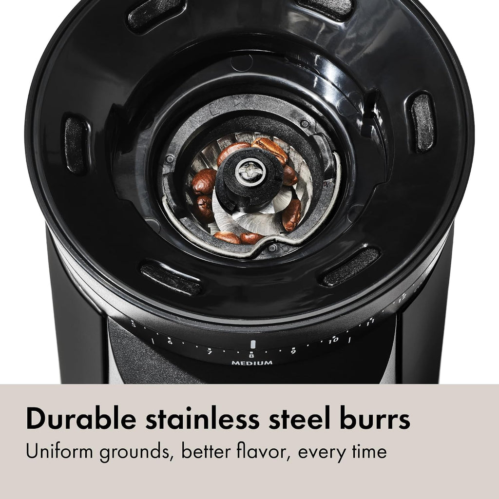 Brew Conical Burr Grinder - Matte Black, Stainless Steel Burrs, One-Touch Automatic Smart Grind