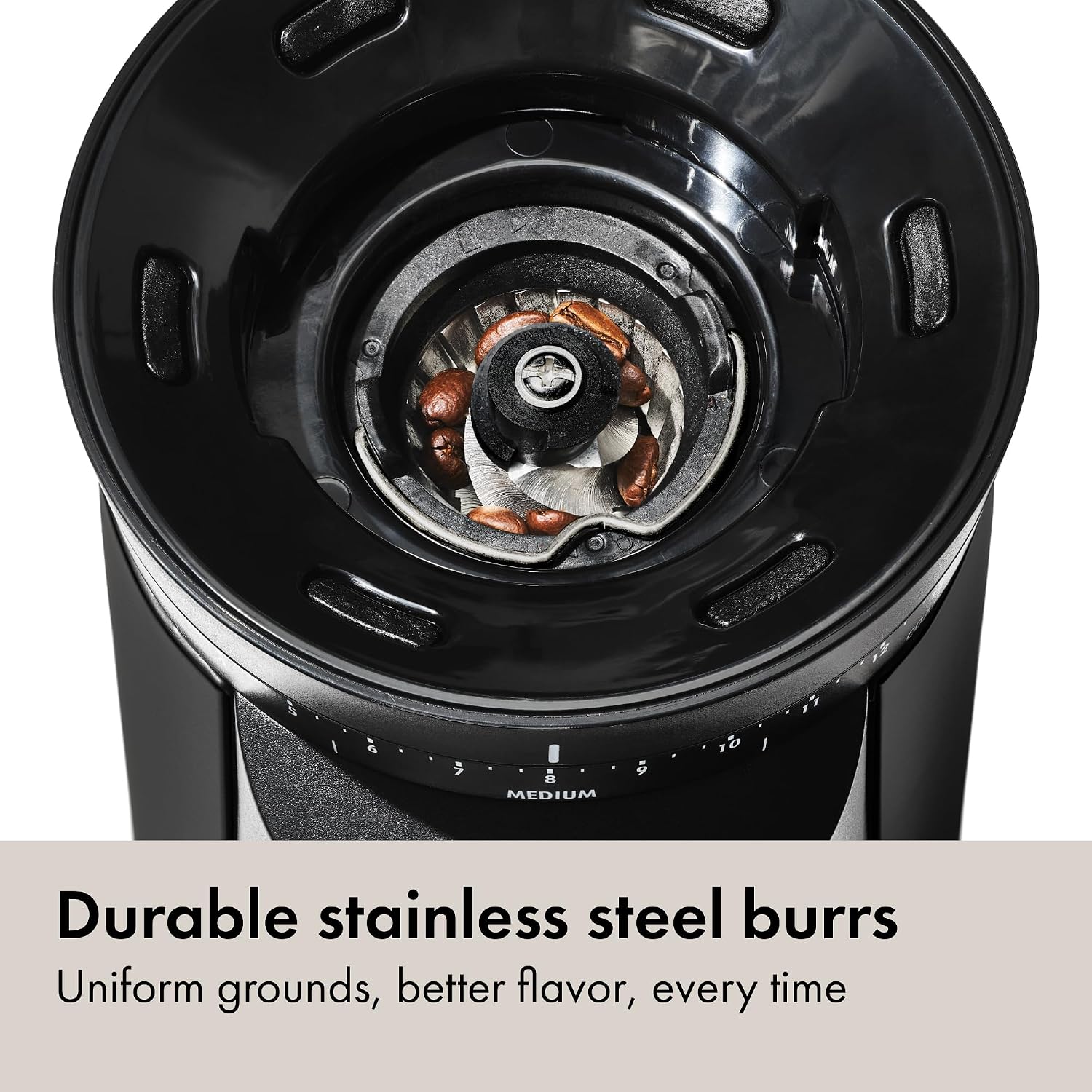 Brew Conical Burr Grinder - Matte Black, Stainless Steel Burrs, One-Touch Automatic Smart Grind