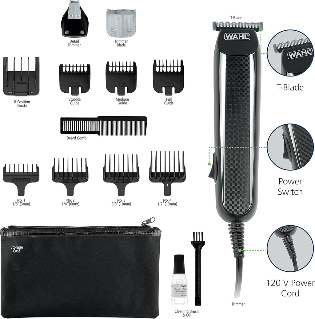 PowerPro Corded Detailer Trimmer Kit for Mens Grooming – for Beard, Mustache, Stubble, Ear, Nose, & Body Grooming –