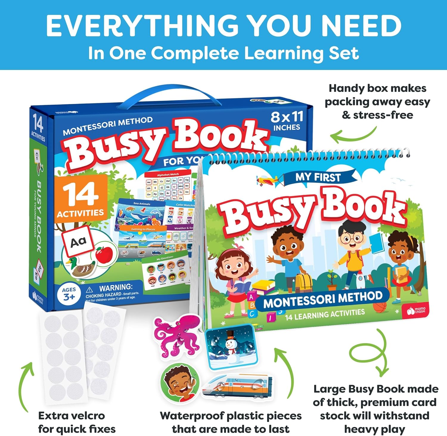 Montessori Busy Book for Toddlers 3-5 - Preassembled Preschool Workbook, Toddler Busy Book - Montessori Toys for 3