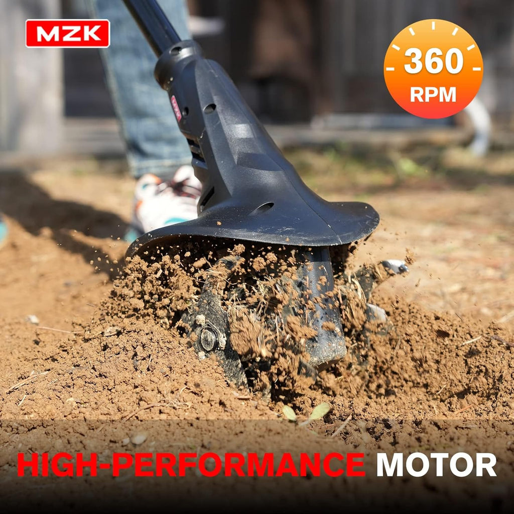20V Cordless Tiller Cultivator, 8-Inch Steel Tines,360 RPM | Battery-powered mini garden cultivator for soil