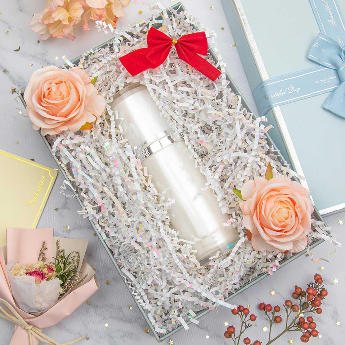 Crinkle Cut Paper Shred Filler Gift Cushion Streamer Diamond White