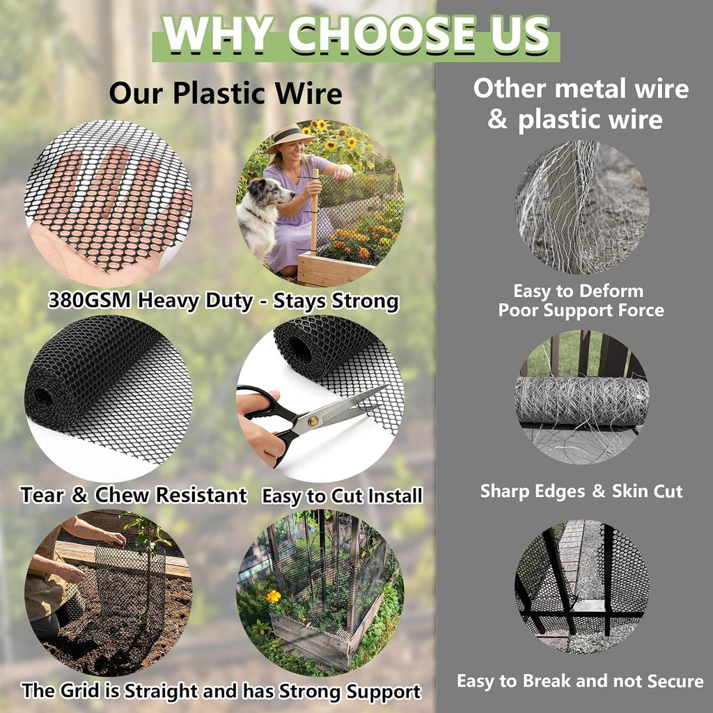 15.7" x10' Plastic Mesh Fence Roll,Heavy Duty Chicken Wire