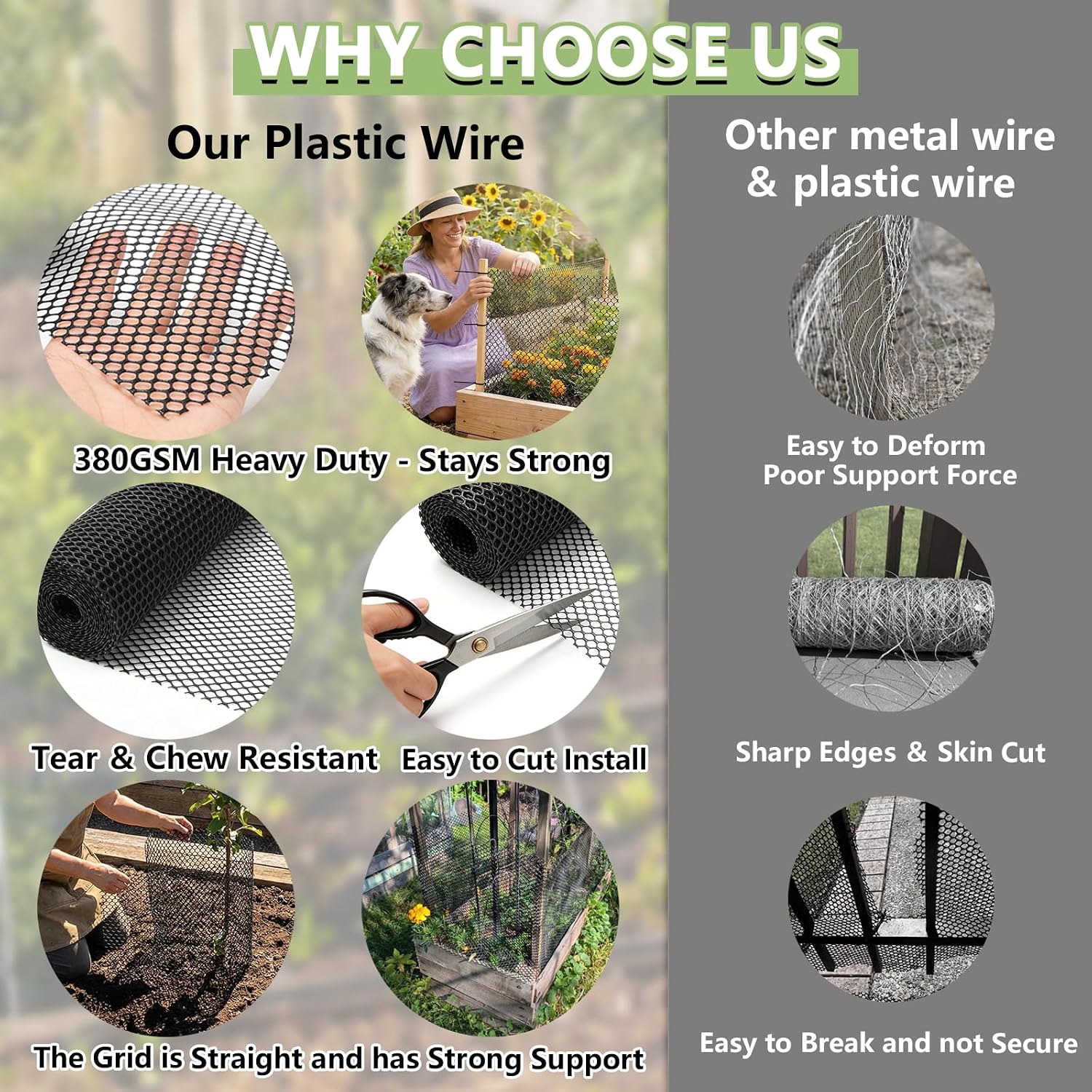 15.7" x10' Plastic Mesh Fence Roll,Heavy Duty Chicken Wire