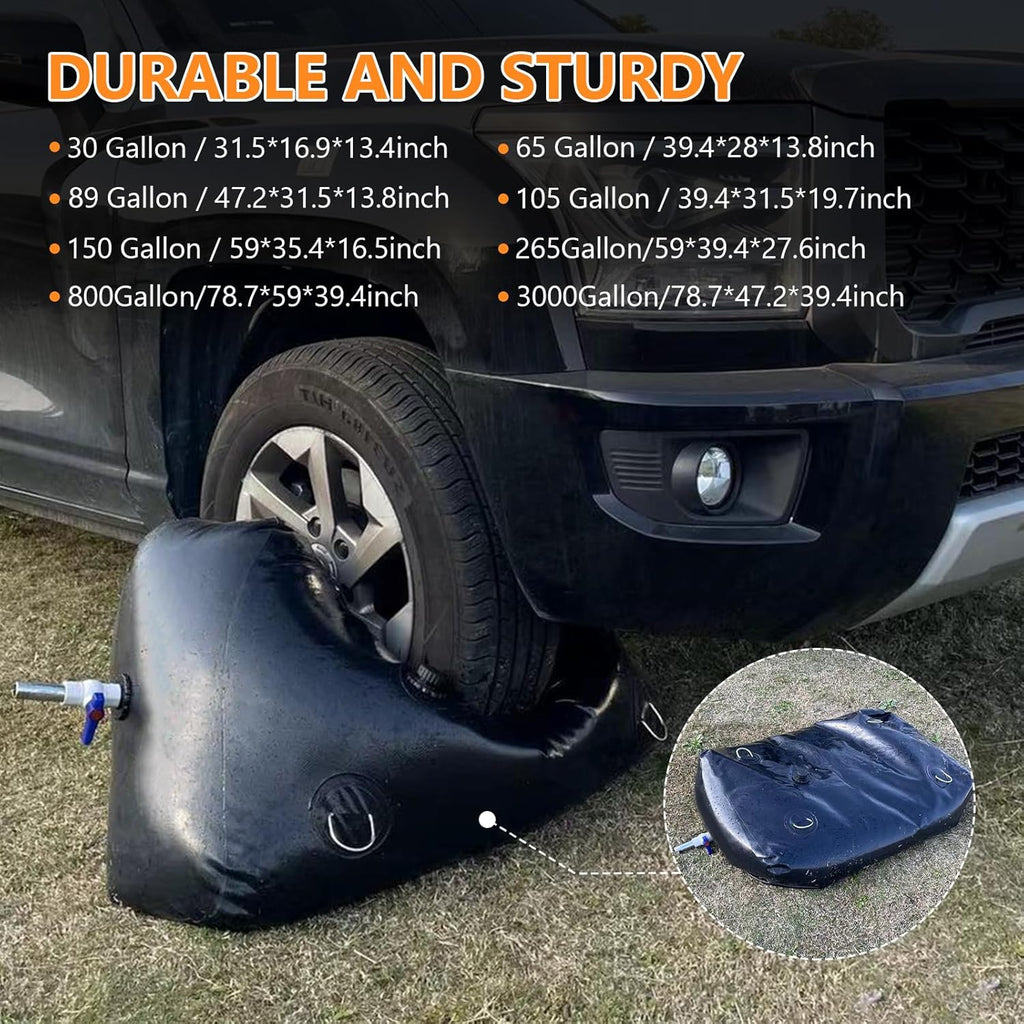 Water Storage Bladder, Water Tank 65 Gallon Foldable Portable Water Storage, Large Water Storage Containers with 3/4"