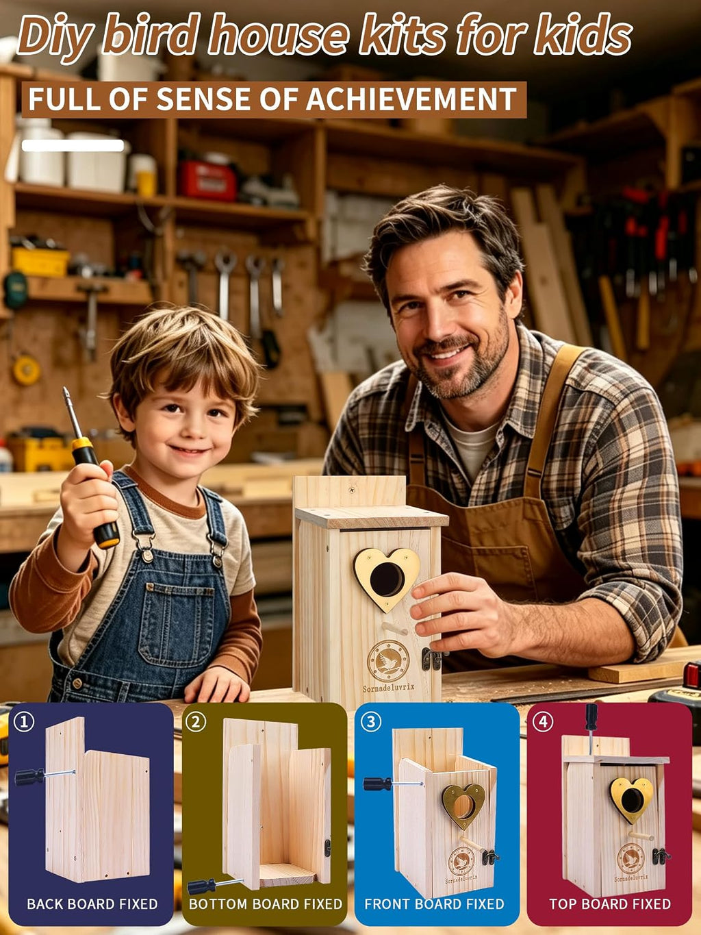 2PC Cedar Bluebird Houses for Outside with Nesting Material