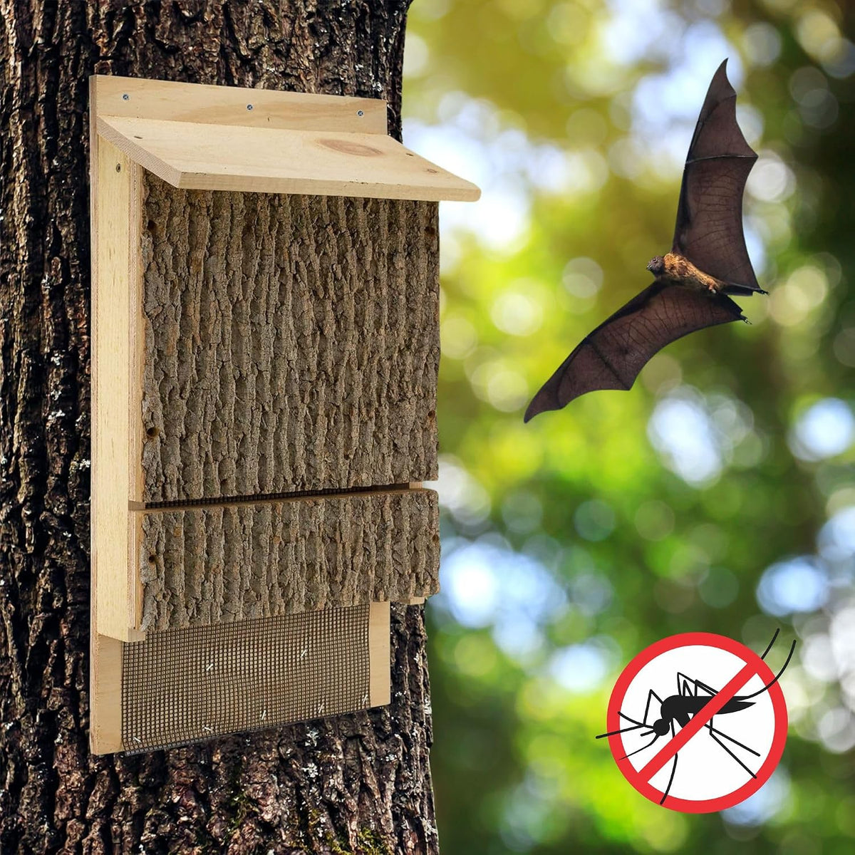 OBC Endorsed Single Chamber Wooden Bat House; Rustic Handmade Bat Shelter Box