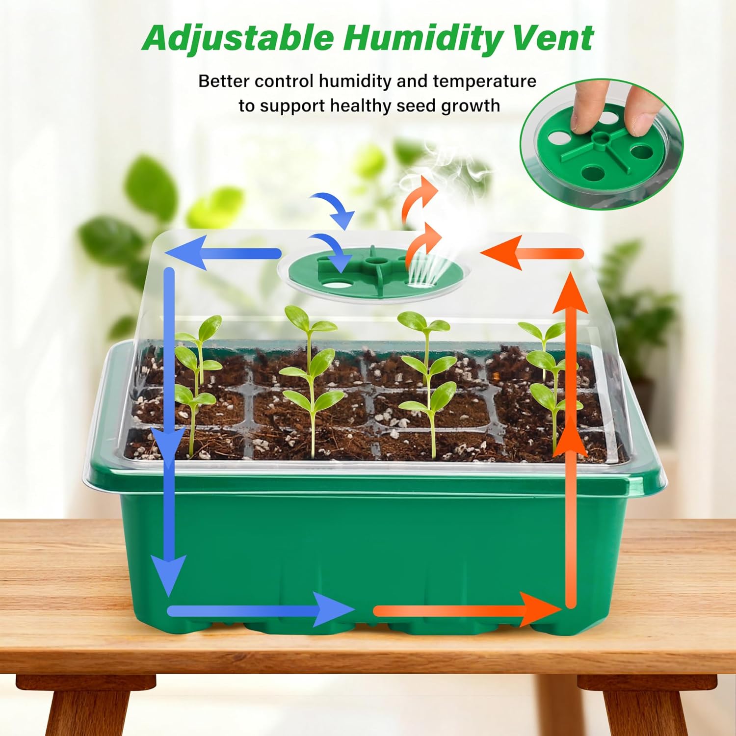 5-Pack Seed Starter Trays, Seed Starter Kit with Adjustable Humidity Dome and Base Indoor Greenhouse Mini Propagator