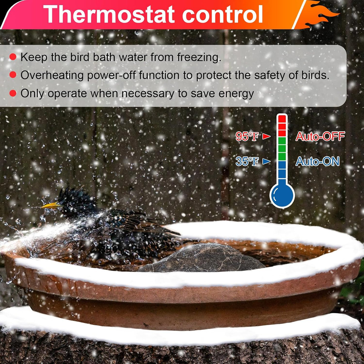 Bird Bath Deicer Heated Rock, 80W, Aluminum Base, 1 Pack, Grey