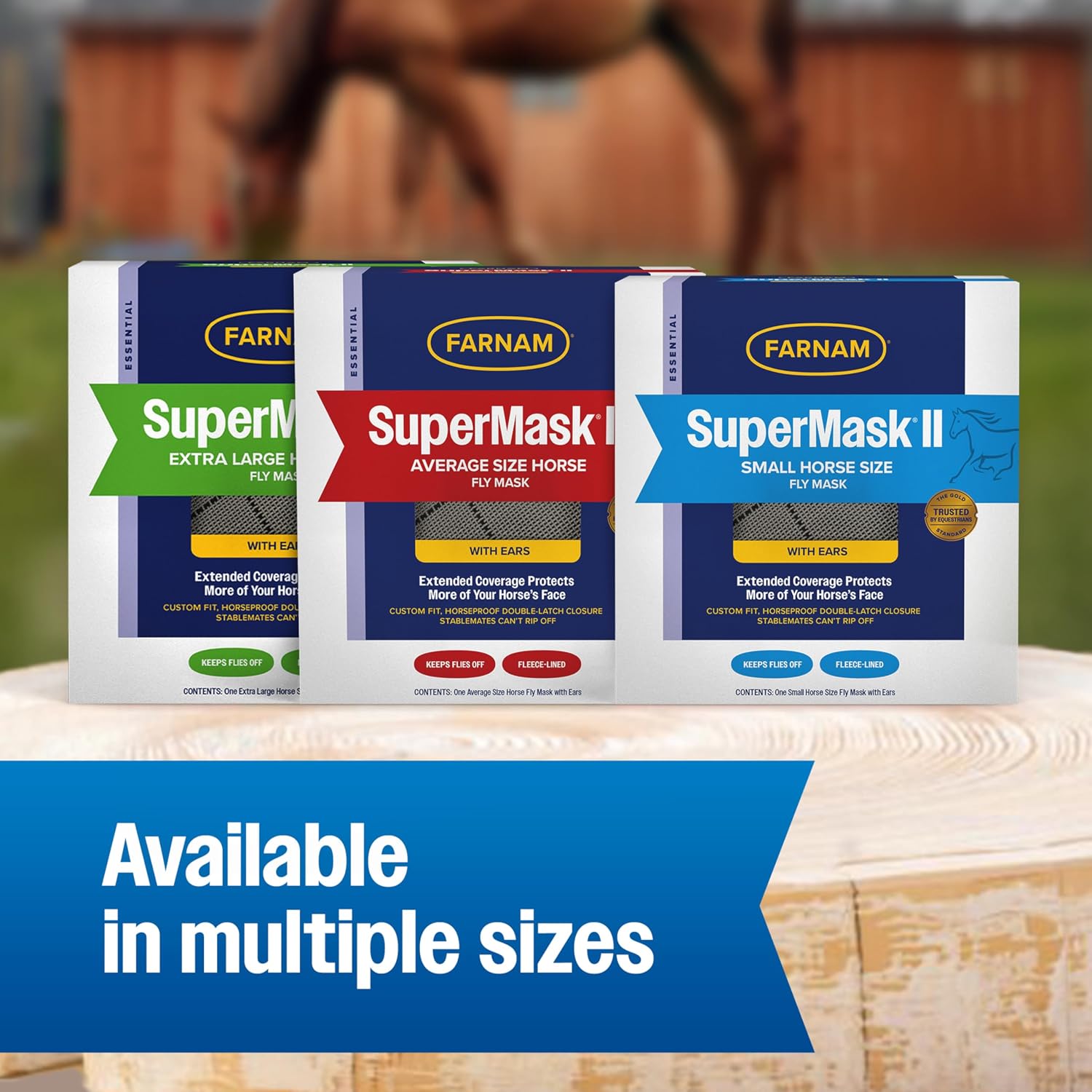 SuperMask II Horse Fly Mask with Ears, Average Size, Color May Vary