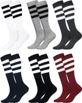 6 Pairs Neon Knee High Socks Stretchy Roller Skate Socks for Women, Men, Soccer Softball Team Sports