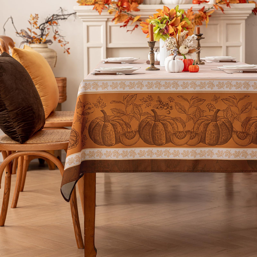 Fall Thanksgiving Rectangle Tablecloth 60 x 84 Inch, Orange